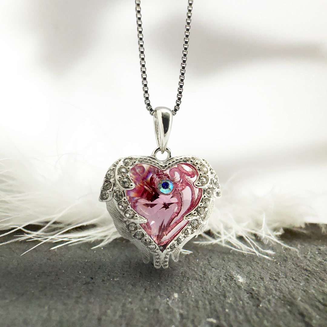 Engelsflügel Halskette Pink | 925 Sterling Silber | Dein Schutzengel für unterwegs