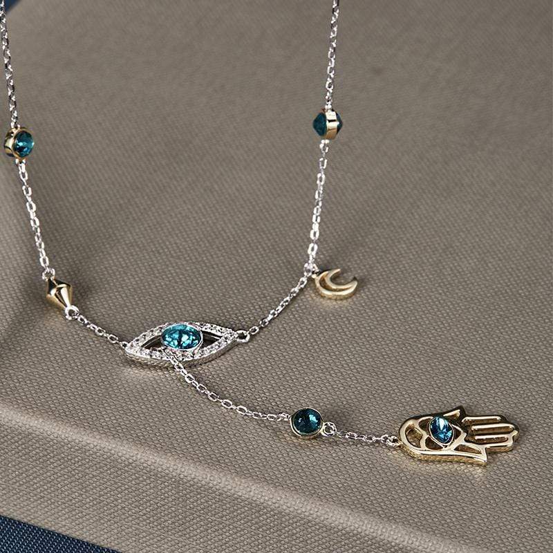 Orientalische Kristall Halskette - 925 Sterling Silber