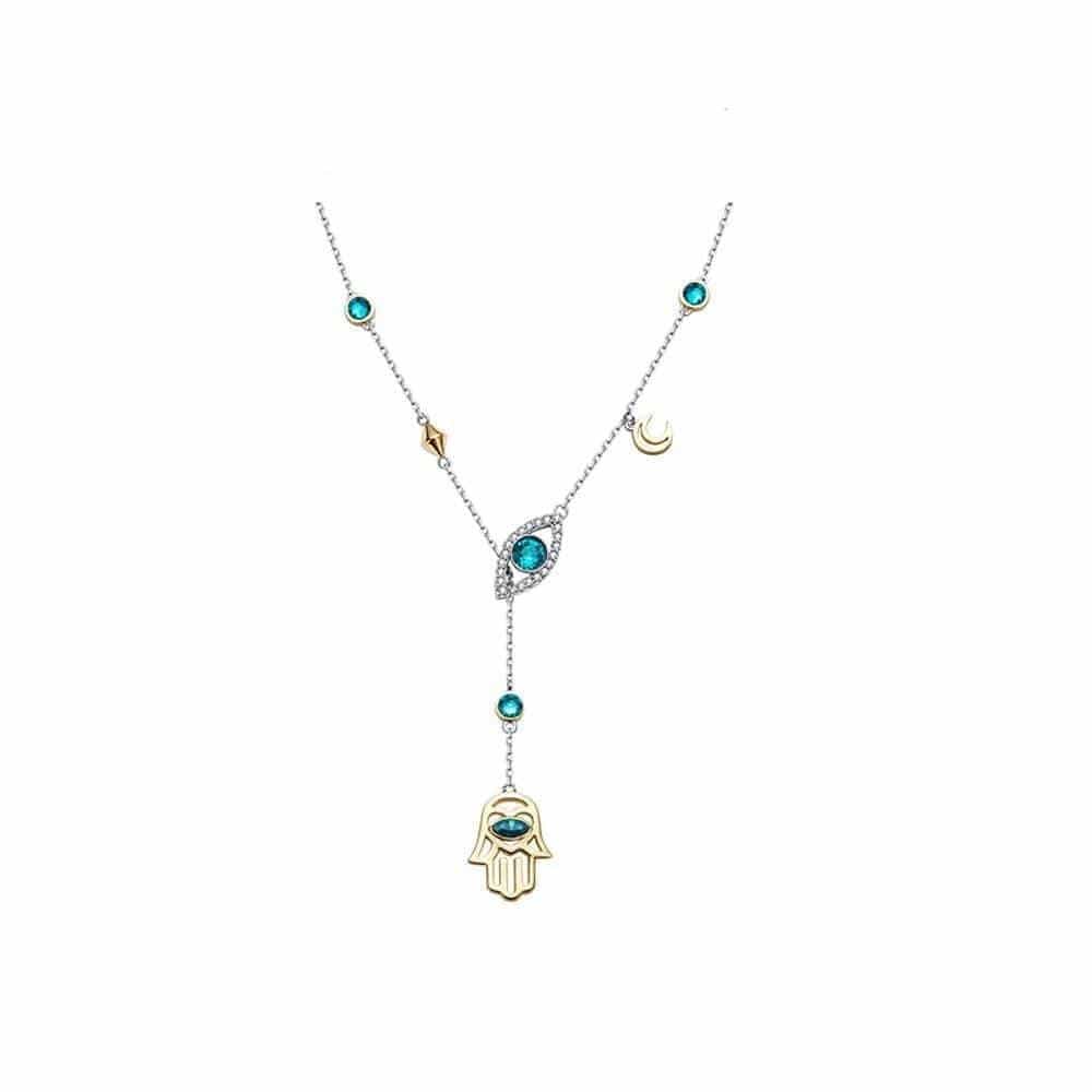 Orientalische Kristall Halskette - 925 Sterling Silber
