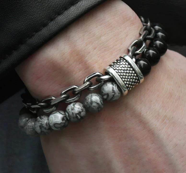 Bracelet chaîne Jaspe "Le Protecteur" | Bohème | Élégant | Pour des hommes