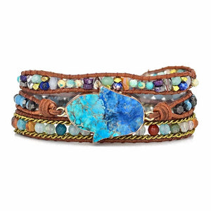 Bracelet Turquoise Main Bleue de Fatima | Bracelet enveloppant | bohémien