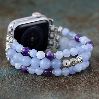 Aquamarin Ozeanharmonie Stretch Apple Watch Armband | Boho