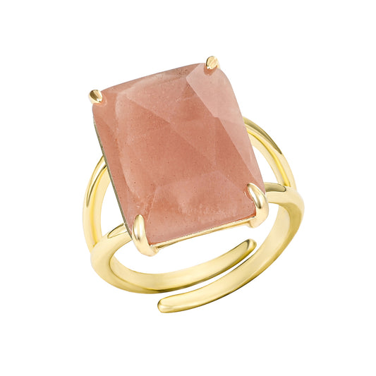 Crown Jewel Ring Pfirsich-Mondstein
