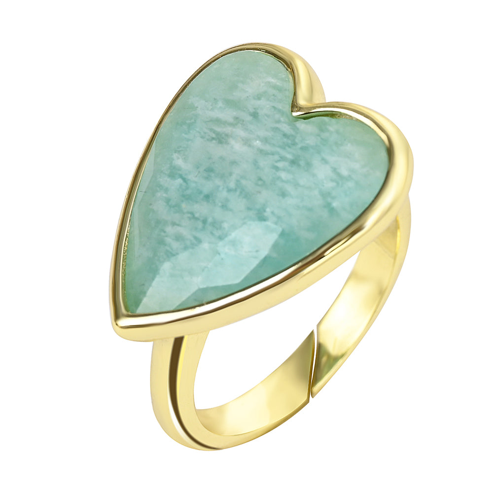 Heart Aura Ring mit Amazonit