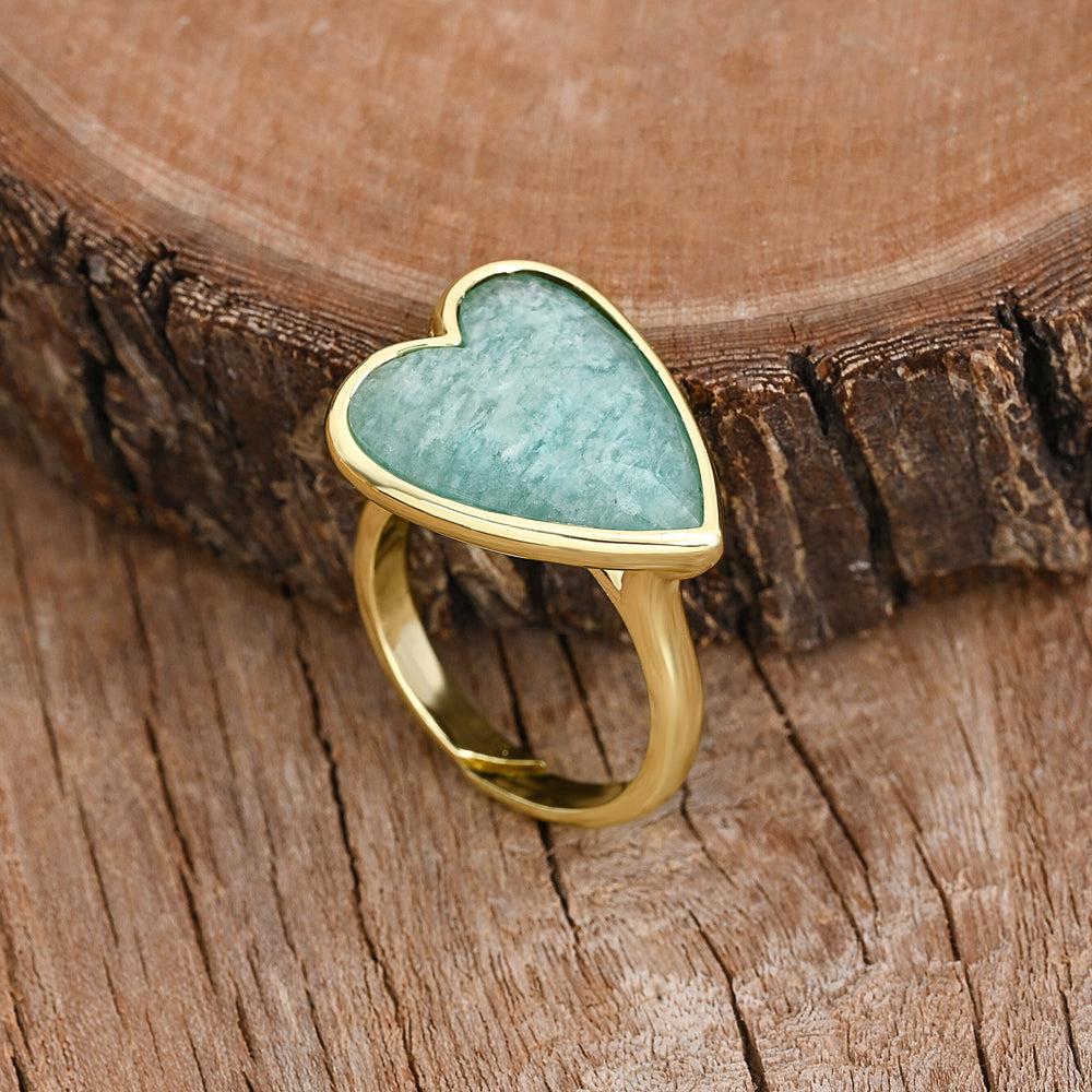 Heart Aura Ring mit Amazonit