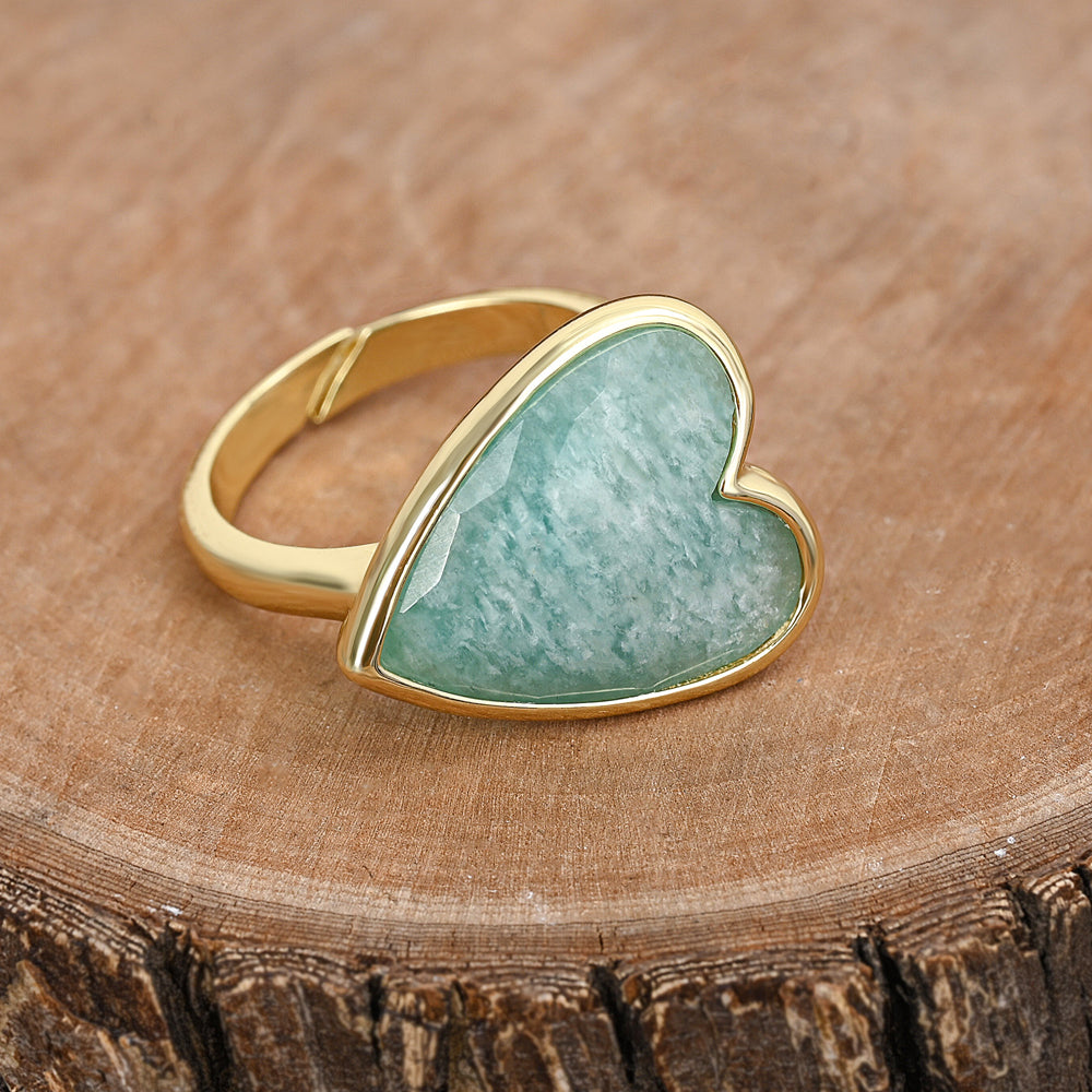 Heart Aura Ring mit Amazonit