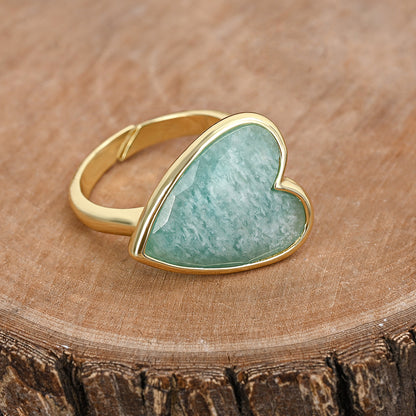 Heart Aura Ring mit Amazonit