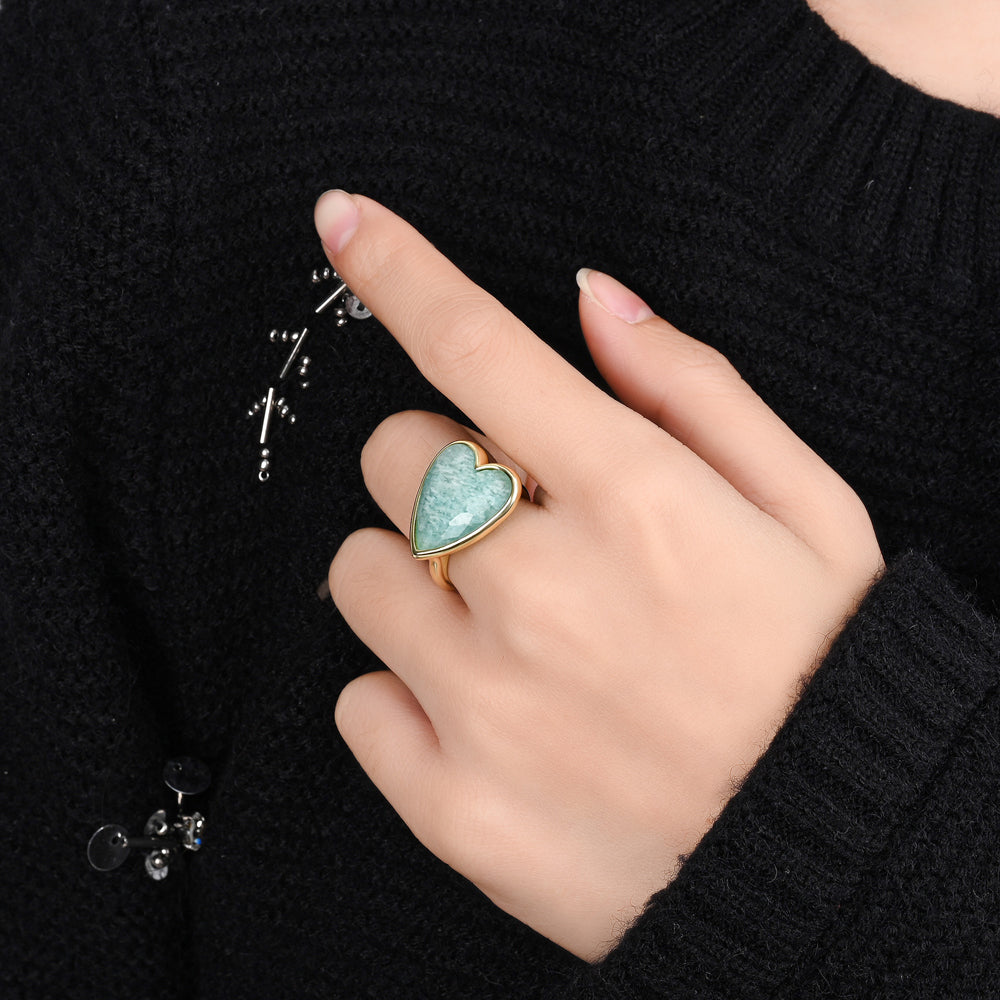Heart Aura Ring mit Amazonit
