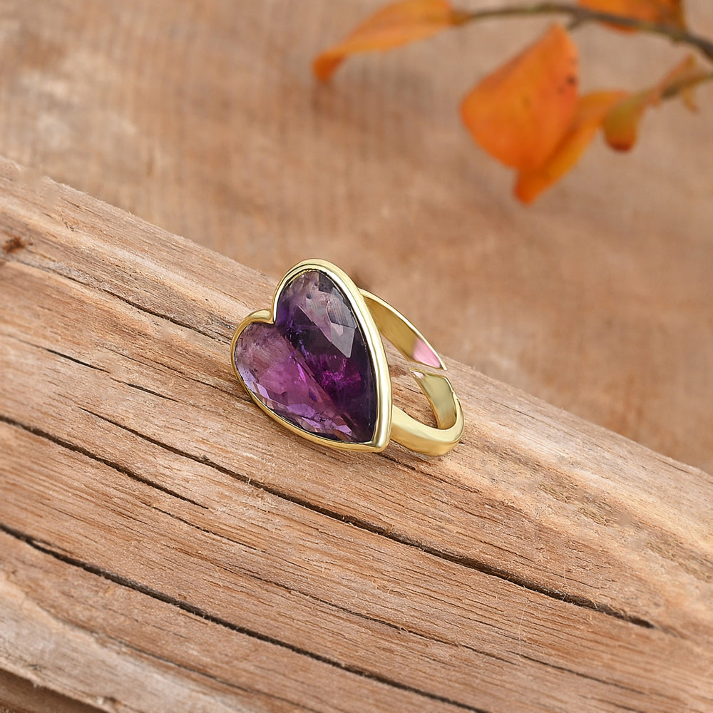 Heart Aura Ring mit Amethyst