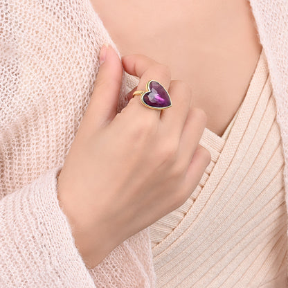 Heart Aura Ring mit Amethyst