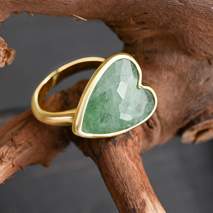 Heart Aura Ring mit Grünem Aventurin