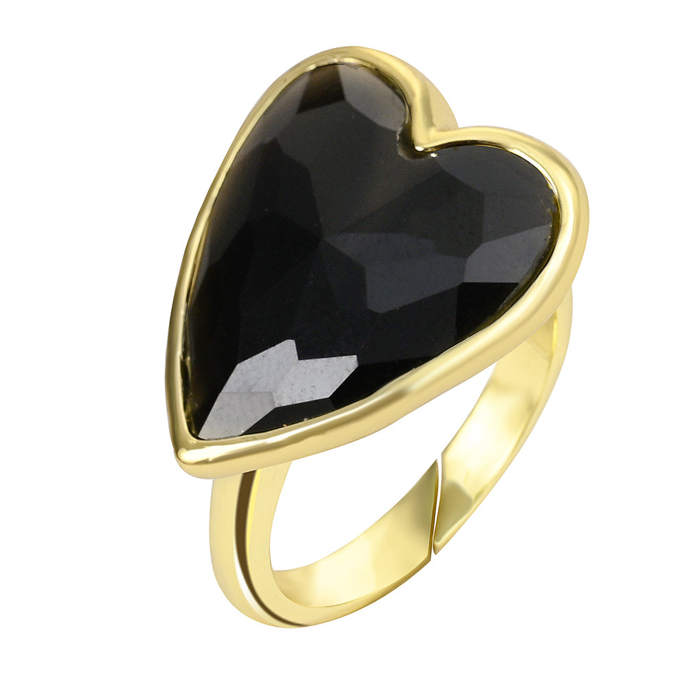 Heart Aura Ring mit Obsidian