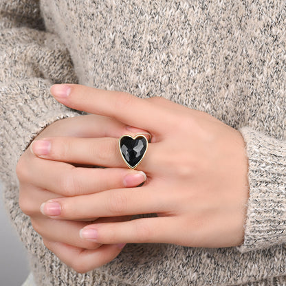 Heart Aura Ring mit Obsidian