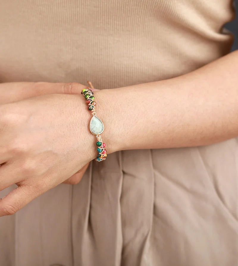 Geflecht der Elemente – Naturstein Armband | Boho