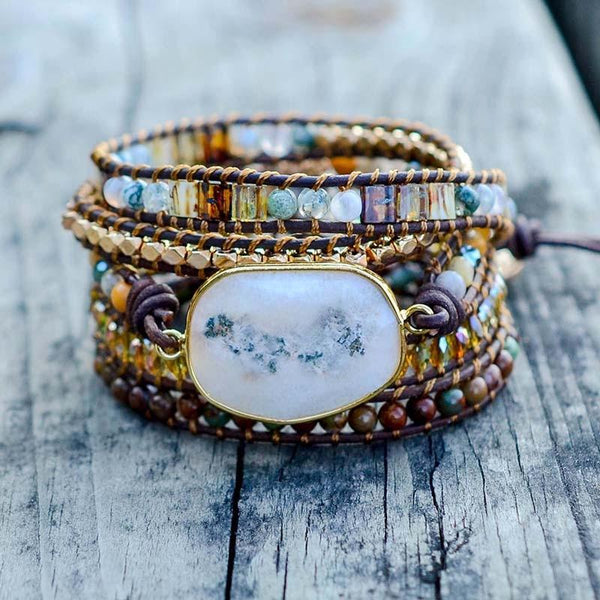 Achat-Mondschein Wickelarmband | Boho
