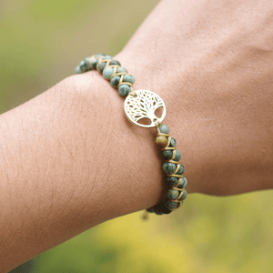 Khalee Samo "Baum des Lebens" Armband aus afrikanischem Jaspissteinen | Boho | 100% Handgemacht