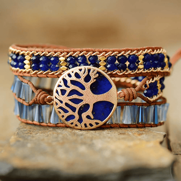Baum des Lebens Lapis Wickelarmband | Boho