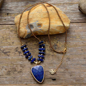 Khalee Samo Bohemian Natural Stones Lapis Pendant Necklace Women Exquisite Charm Beaded Choker Necklace OL Jewelry Femme Wholesale