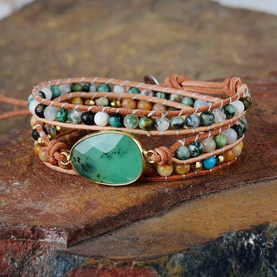 Beruhigendes Jade Wickelarmband | Australischer Jade Stein | Boho