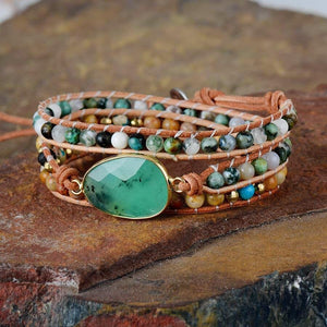 Bracelet apaisant enveloppant de jade | Pierre de jade australienne | Bohème | 100% fait main 