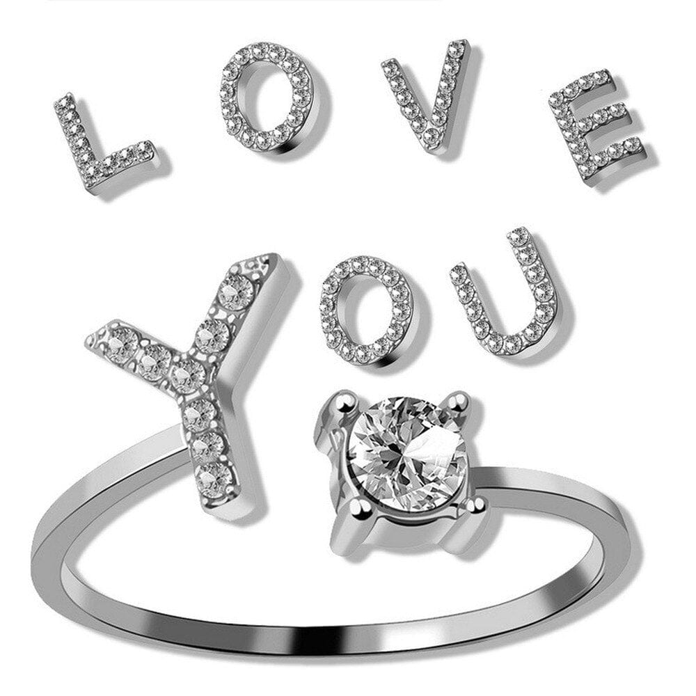 Khalee Samo Fashion A-Z 26 Letter Ring Gold Silver Rose Gold Personality Finger Rings Women Simple Elegant Jewelry Friendship Gift Wholesale