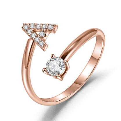 Khalee Samo Fashion A-Z 26 Letter Ring Gold Silver Rose Gold Personality Finger Rings Women Simple Elegant Jewelry Friendship Gift Wholesale