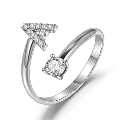 Khalee Samo Fashion A-Z 26 Letter Ring Gold Silver Rose Gold Personality Finger Rings Women Simple Elegant Jewelry Friendship Gift Wholesale