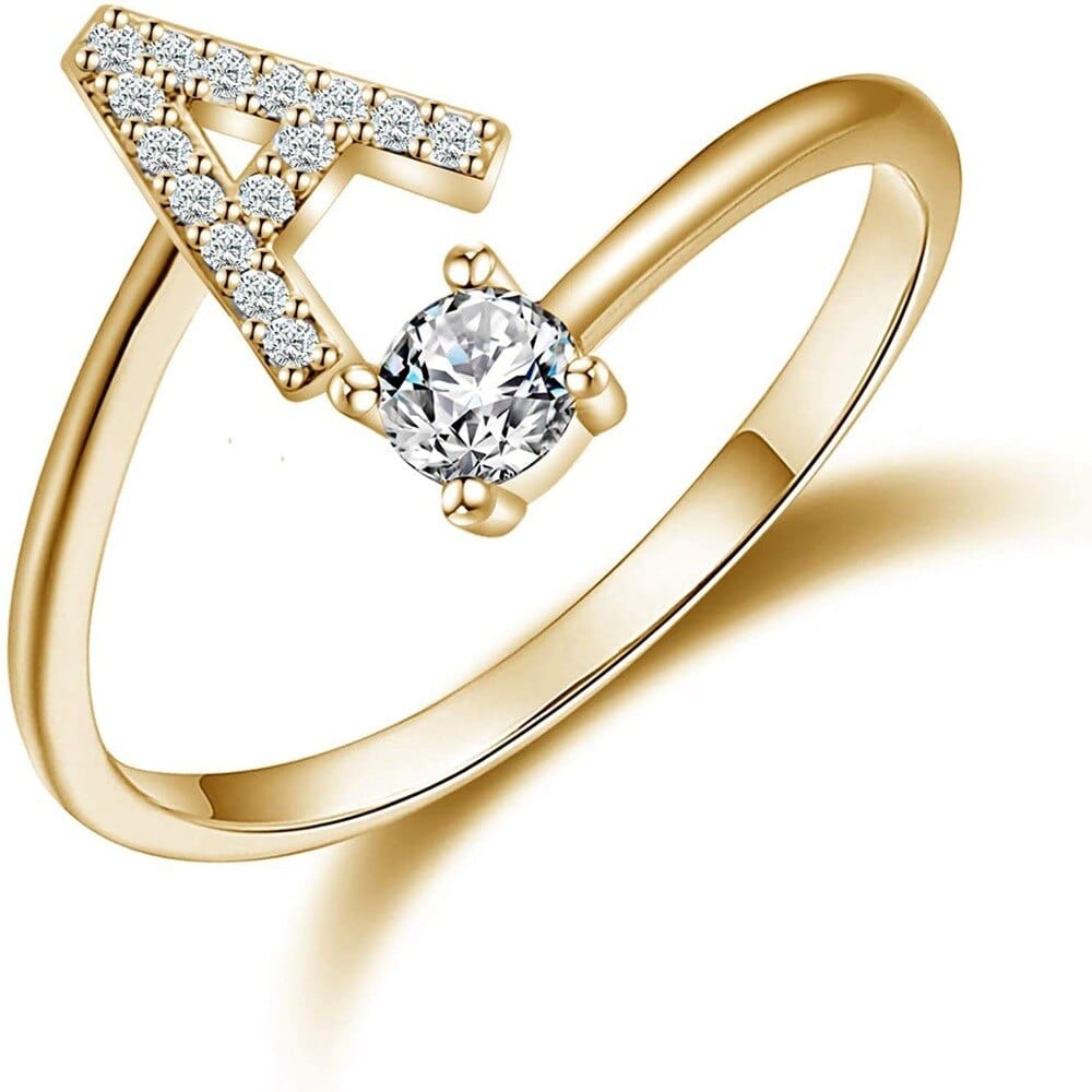 Khalee Samo A / Gold Fashion A-Z 26 Letter Ring Gold Silver Rose Gold Personality Finger Rings Women Simple Elegant Jewelry Friendship Gift Wholesale