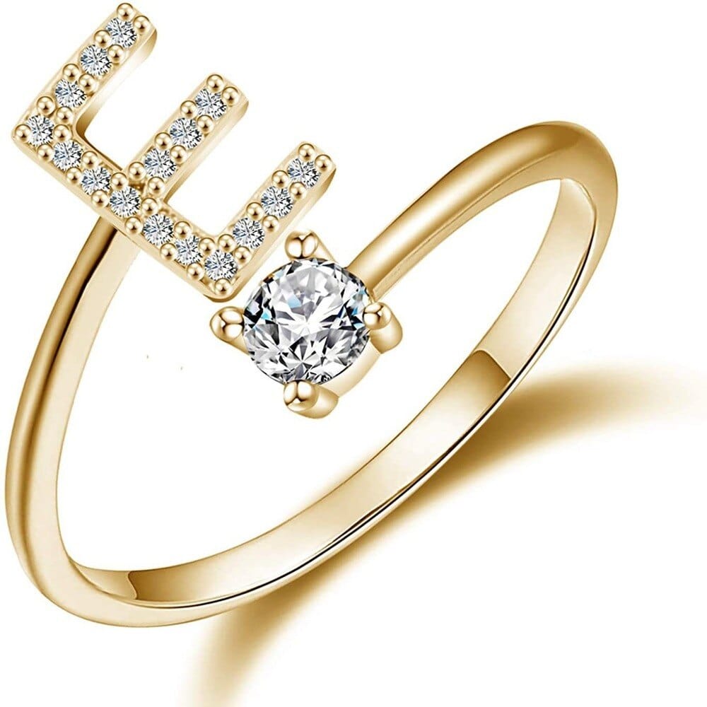 Khalee Samo E / Gold Fashion A-Z 26 Letter Ring Gold Silver Rose Gold Personality Finger Rings Women Simple Elegant Jewelry Friendship Gift Wholesale
