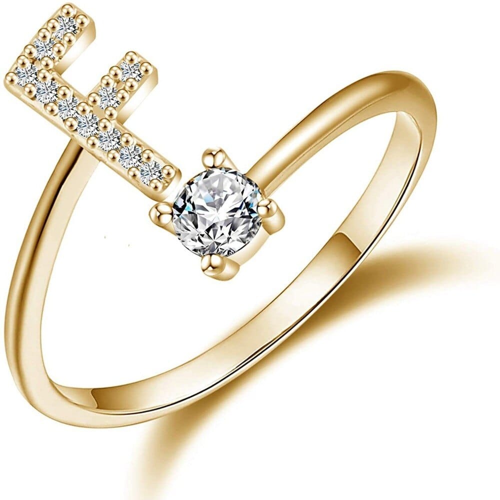 Khalee Samo F / Gold Fashion A-Z 26 Letter Ring Gold Silver Rose Gold Personality Finger Rings Women Simple Elegant Jewelry Friendship Gift Wholesale