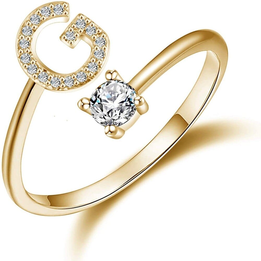 Khalee Samo G / Gold Fashion A-Z 26 Letter Ring Gold Silver Rose Gold Personality Finger Rings Women Simple Elegant Jewelry Friendship Gift Wholesale