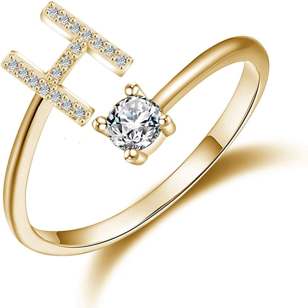 Khalee Samo H / Gold Fashion A-Z 26 Letter Ring Gold Silver Rose Gold Personality Finger Rings Women Simple Elegant Jewelry Friendship Gift Wholesale