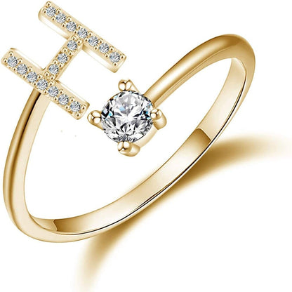 Khalee Samo H / Gold Fashion A-Z 26 Letter Ring Gold Silver Rose Gold Personality Finger Rings Women Simple Elegant Jewelry Friendship Gift Wholesale