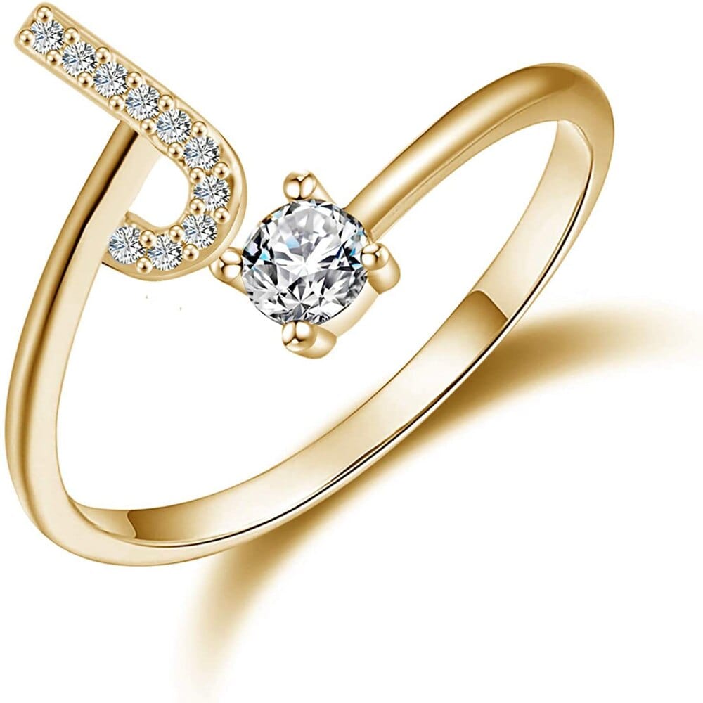 Khalee Samo J / Gold Fashion A-Z 26 Letter Ring Gold Silver Rose Gold Personality Finger Rings Women Simple Elegant Jewelry Friendship Gift Wholesale