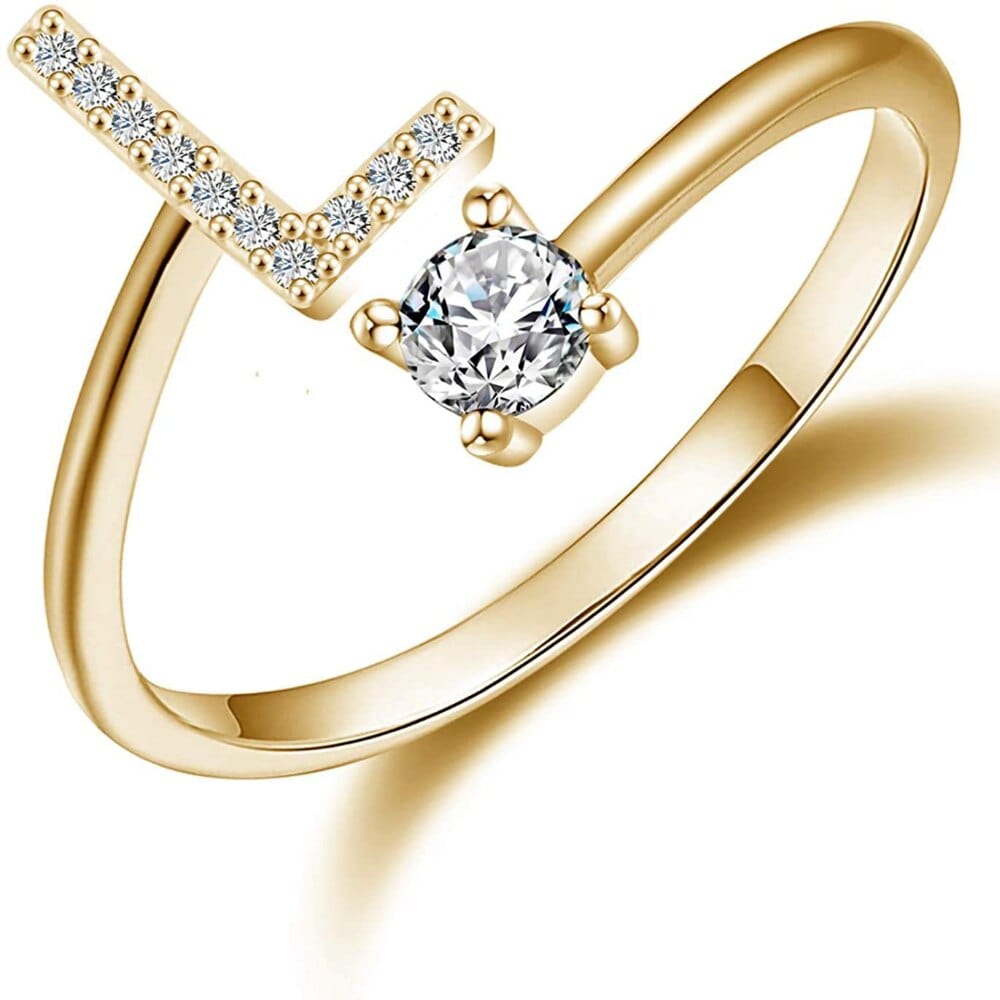 Khalee Samo L / Gold Fashion A-Z 26 Letter Ring Gold Silver Rose Gold Personality Finger Rings Women Simple Elegant Jewelry Friendship Gift Wholesale