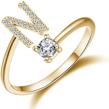 Khalee Samo N / Gold Fashion A-Z 26 Letter Ring Gold Silver Rose Gold Personality Finger Rings Women Simple Elegant Jewelry Friendship Gift Wholesale