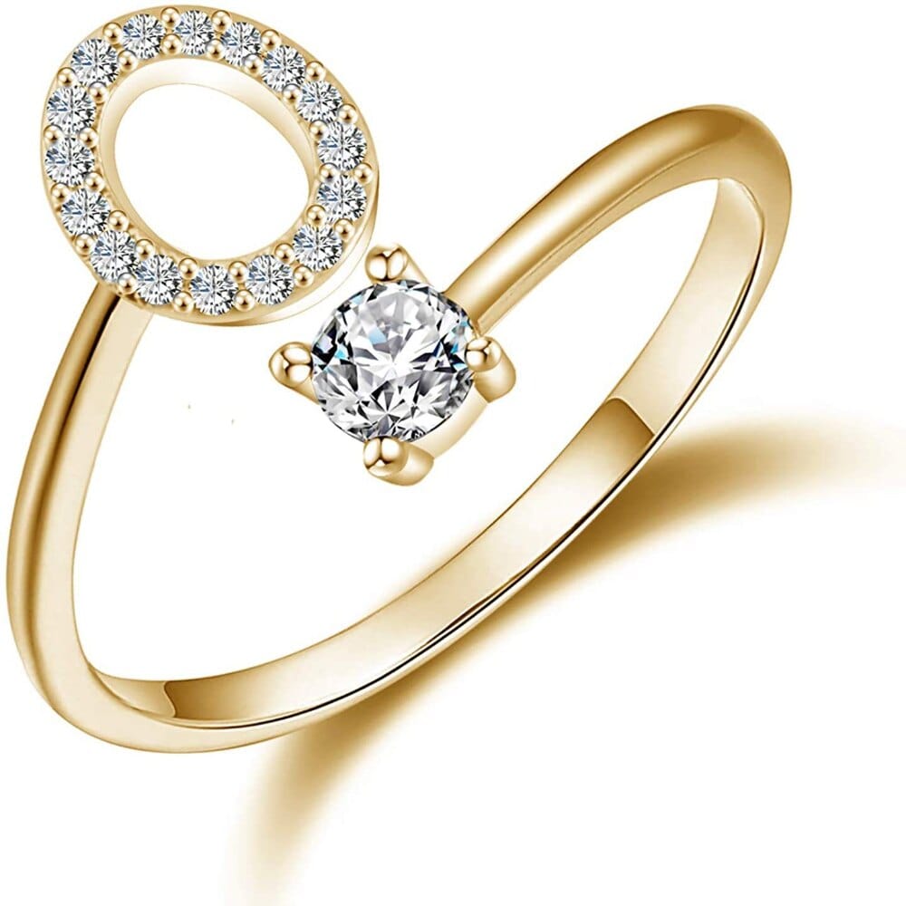 Khalee Samo O / Gold Fashion A-Z 26 Letter Ring Gold Silver Rose Gold Personality Finger Rings Women Simple Elegant Jewelry Friendship Gift Wholesale