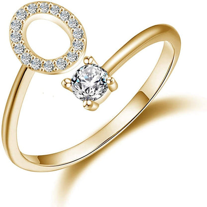Khalee Samo O / Gold Fashion A-Z 26 Letter Ring Gold Silver Rose Gold Personality Finger Rings Women Simple Elegant Jewelry Friendship Gift Wholesale