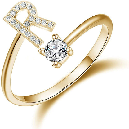 Khalee Samo R / Gold Fashion A-Z 26 Letter Ring Gold Silver Rose Gold Personality Finger Rings Women Simple Elegant Jewelry Friendship Gift Wholesale