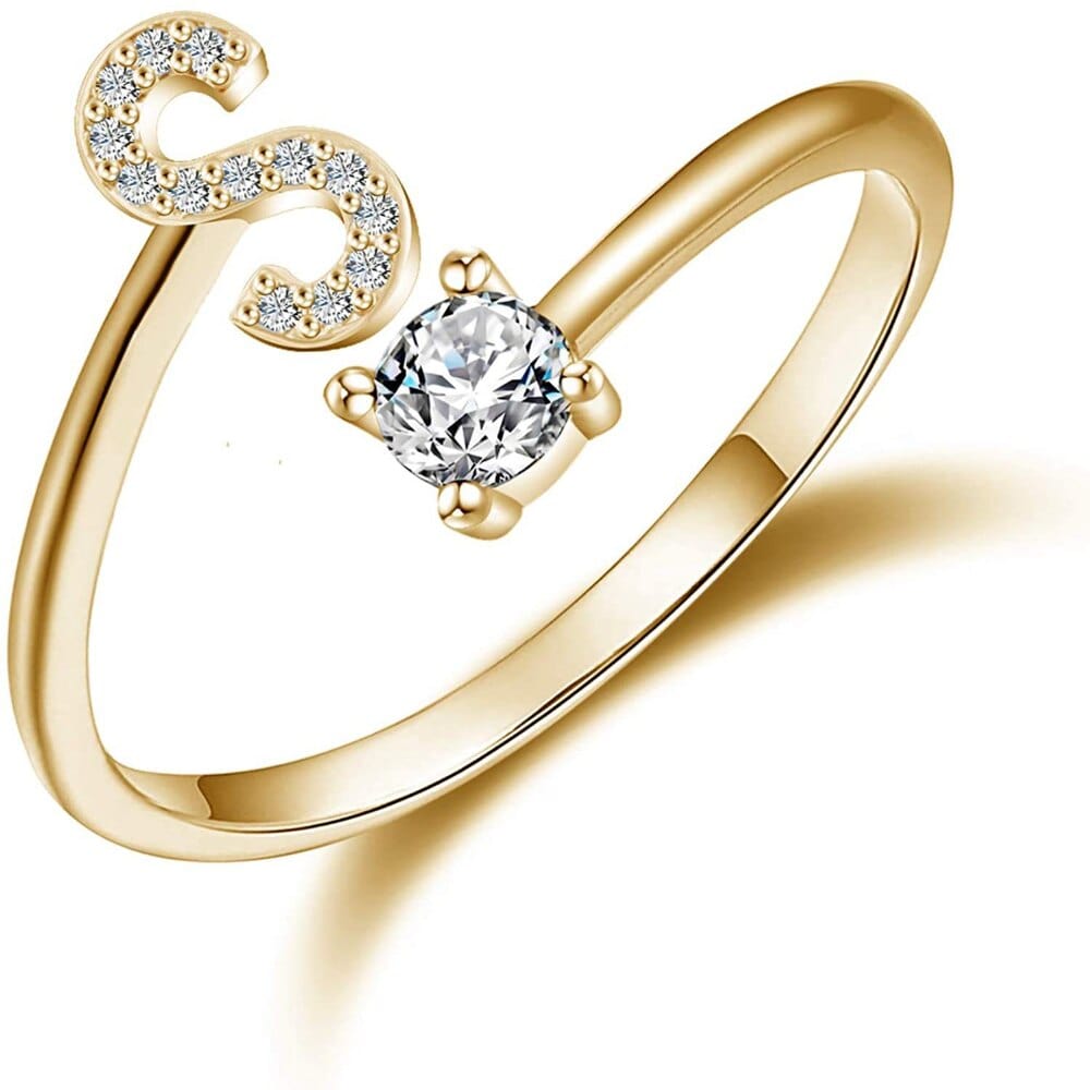 Khalee Samo S / Gold Fashion A-Z 26 Letter Ring Gold Silver Rose Gold Personality Finger Rings Women Simple Elegant Jewelry Friendship Gift Wholesale