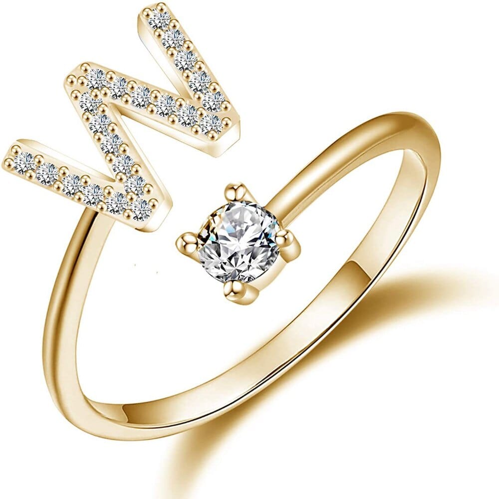 Khalee Samo W / Gold Fashion A-Z 26 Letter Ring Gold Silver Rose Gold Personality Finger Rings Women Simple Elegant Jewelry Friendship Gift Wholesale