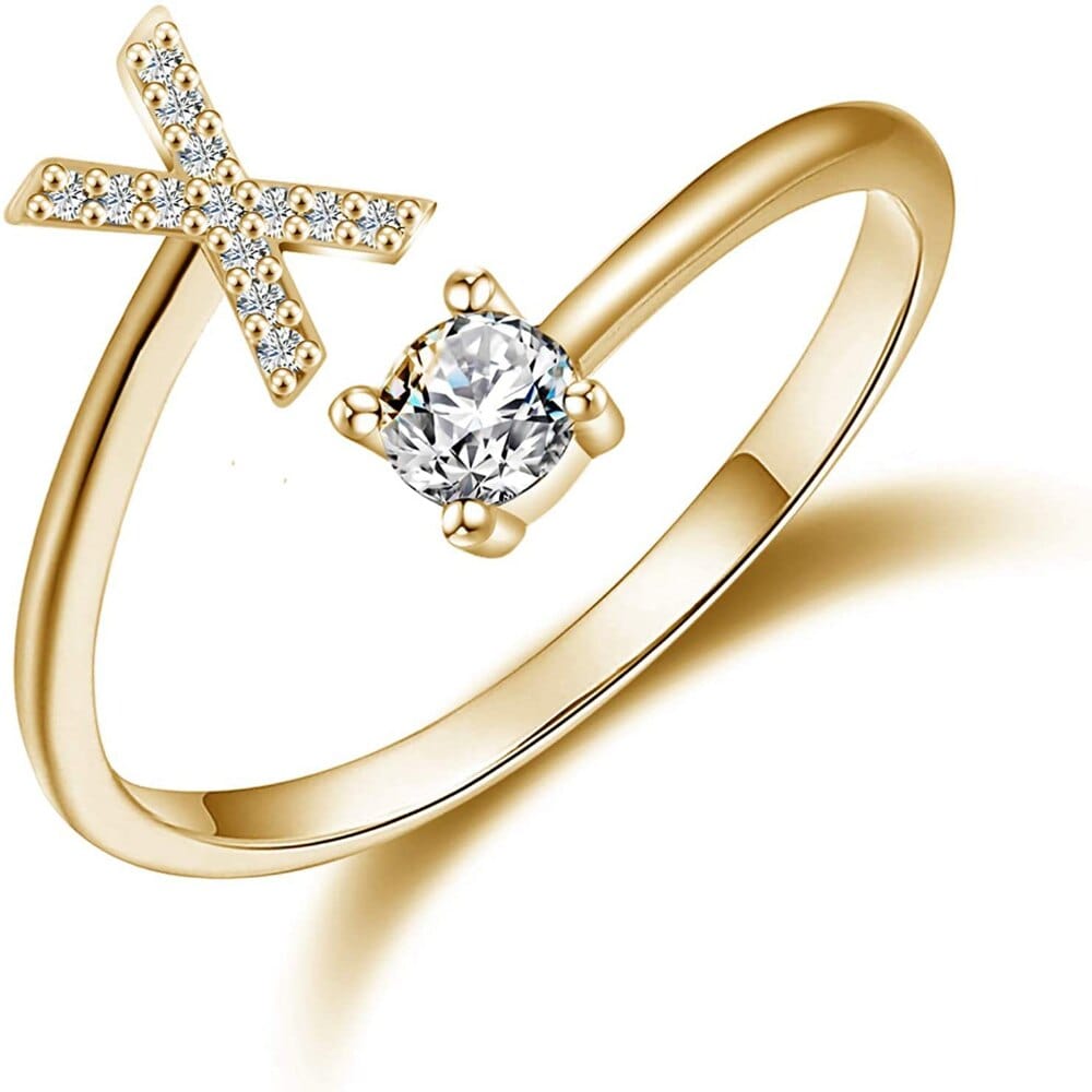 Khalee Samo X / Gold Fashion A-Z 26 Letter Ring Gold Silver Rose Gold Personality Finger Rings Women Simple Elegant Jewelry Friendship Gift Wholesale