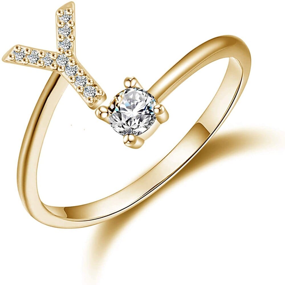 Khalee Samo Y / Gold Fashion A-Z 26 Letter Ring Gold Silver Rose Gold Personality Finger Rings Women Simple Elegant Jewelry Friendship Gift Wholesale
