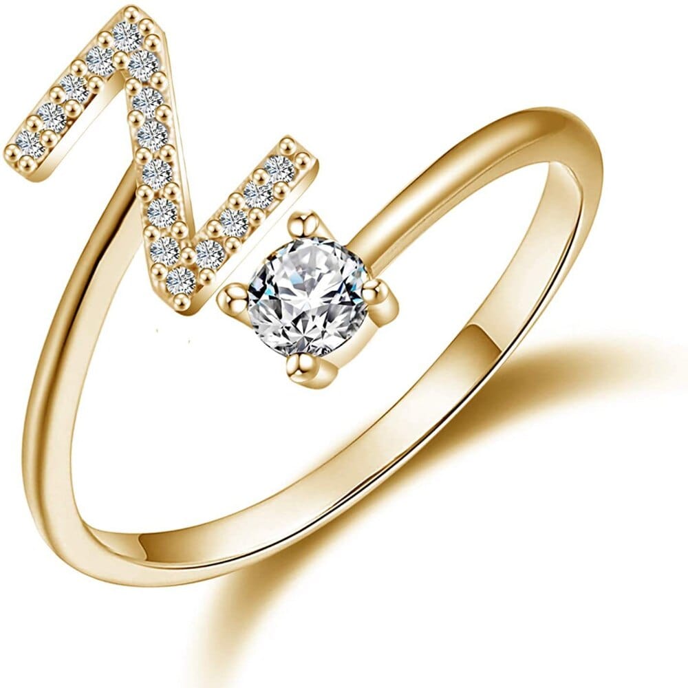Khalee Samo Z / Gold Fashion A-Z 26 Letter Ring Gold Silver Rose Gold Personality Finger Rings Women Simple Elegant Jewelry Friendship Gift Wholesale