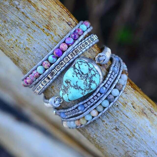 Heilendes Türkis Wickelarmband | Boho