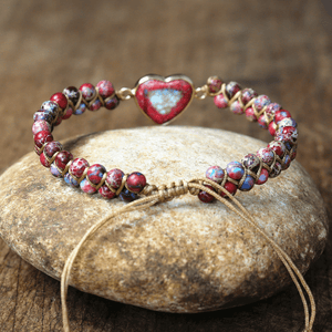 Herz Armband aus roten Jaspissteinen | Boho | 100% Handgemacht