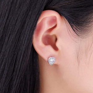 Boucles d'oreilles coeur en zircone cubique - Argent sterling 925 