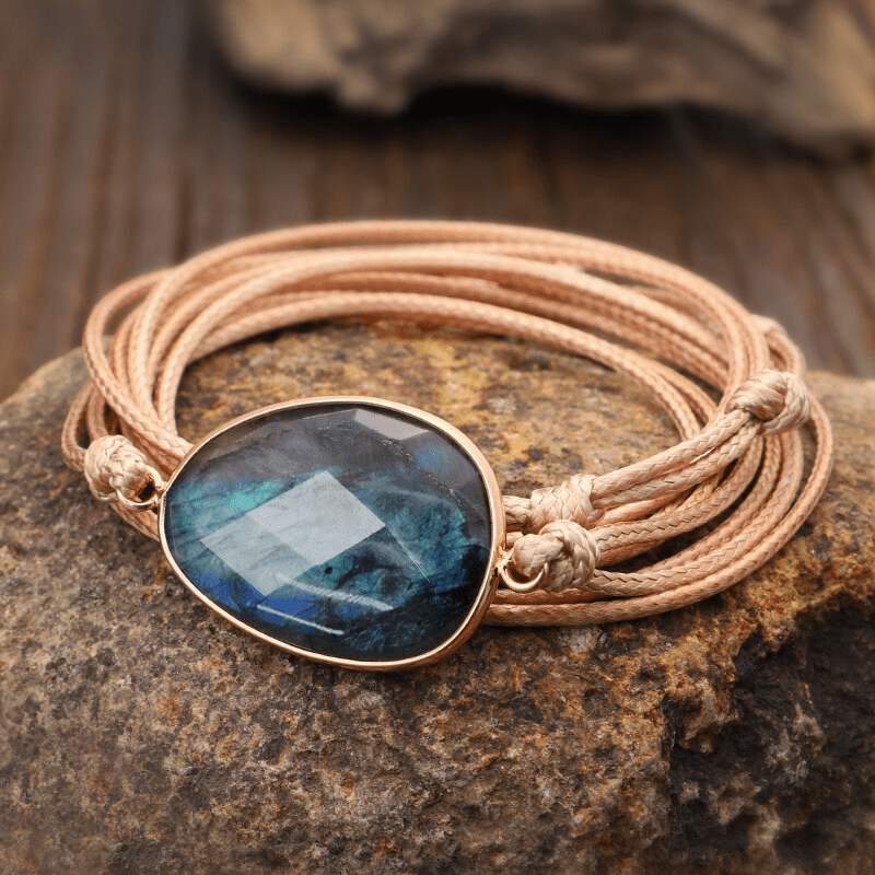 Khalee Samo Hellbraun Labradorit Seil-Wickelarmband | Boho | 100% Handgemacht