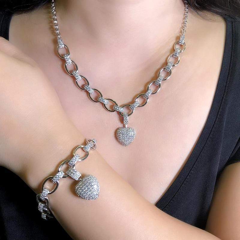 Khalee Samo Silber "PARIS" Schmuck Set | Zirkonia Kette + Armband | in zwei Farben