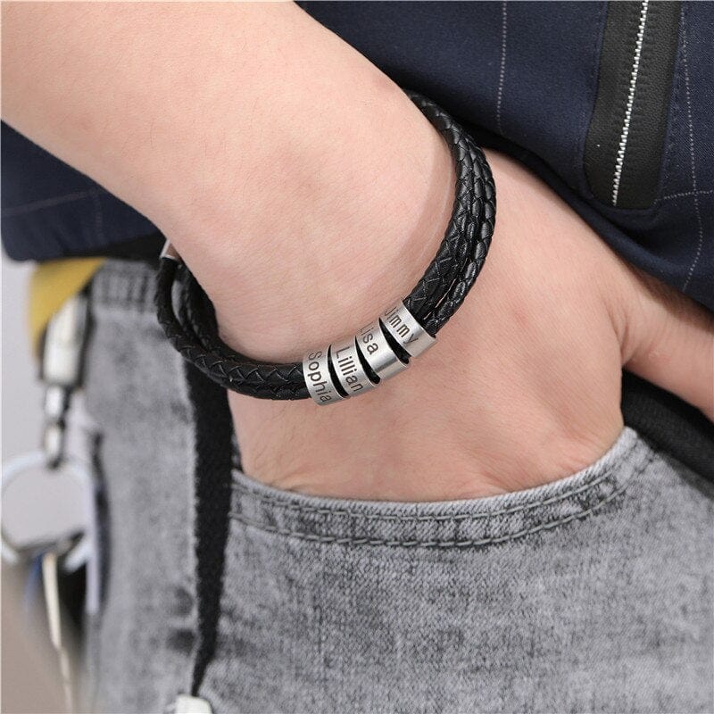 Khalee Samo Personalisiertes Herren Armband | Silber | Geschenk | Herren Armband